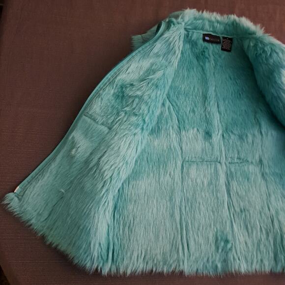 VTG Relativity Patchwork Vest Womens S Green Faux Suede Faux Fur Zip Outdoor Y2K - Picture 8 of 12